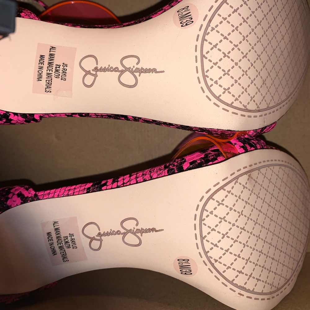 ❗️NWT❗️Jessica Simpson Rayli 2 Sandal Heel Fushia Pink/Black - Picture 4 of 5